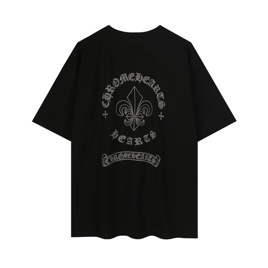 T-shirt imprimé réfléchissant avec emblème Iris Chrome Hearts 2621