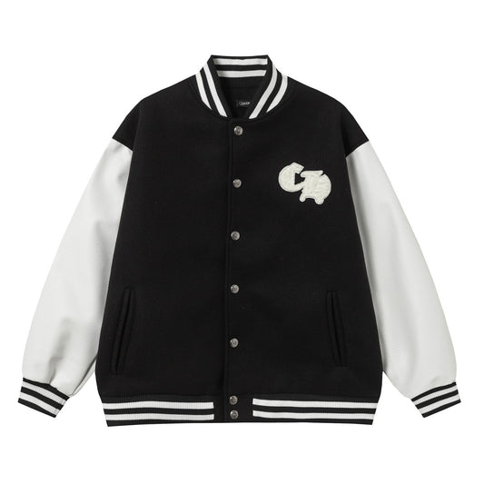 Blouson Teddy Chrome Hearts - Manteau de Baseball Gothique Noir Blanc 2206