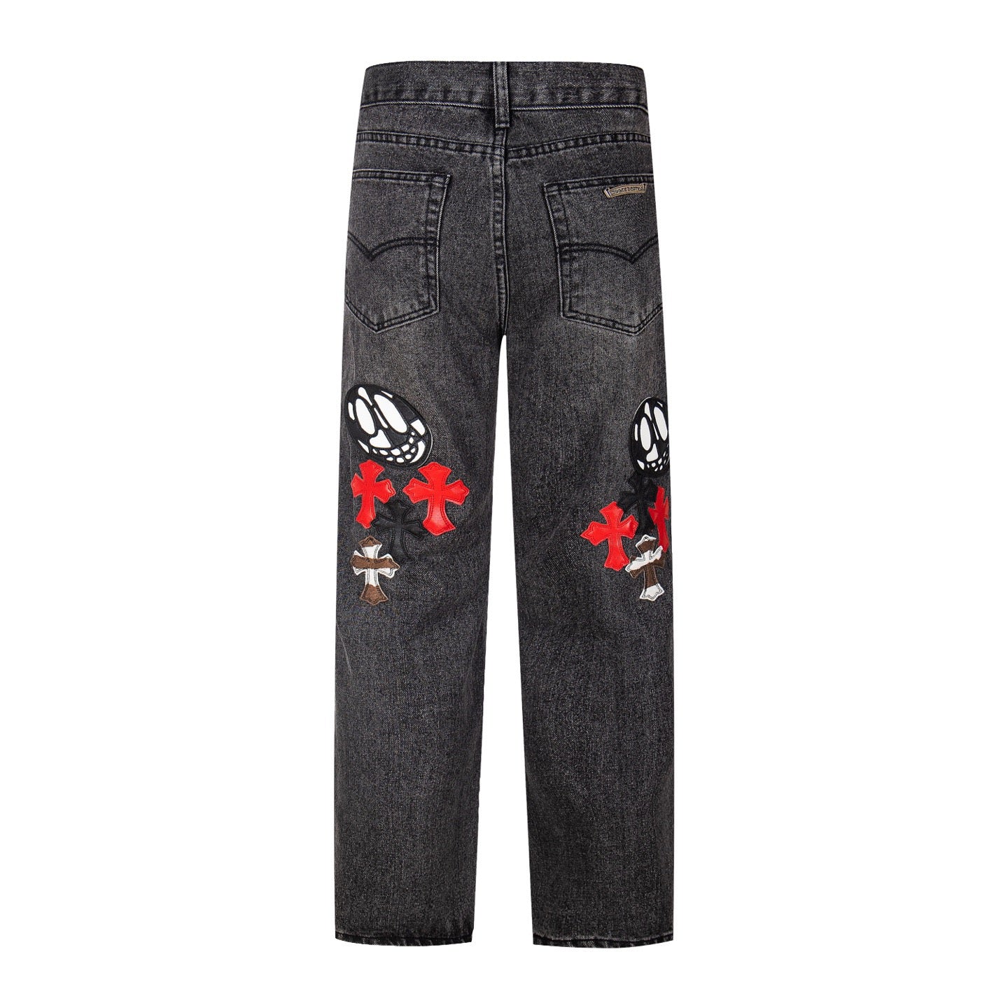 Chrome Hearts Multi Cross Patch Denim Jeans - Graue Gothic Street Pants 1111