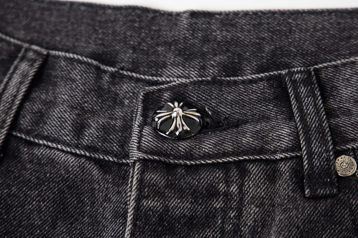Chrome Hearts Multi Cross Patch Denim Jeans - Graue Gothic Street Pants 1111