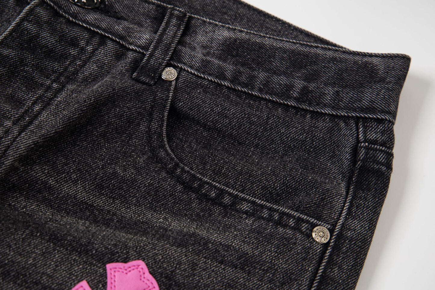 Chrome Hearts Multi Cross Patch Denim Jeans - Graue Gothic Street Pants 1111