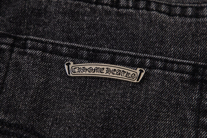 Chrome Hearts Multi Cross Patch Denim Jeans - Graue Gothic Street Pants 1111