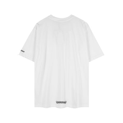 T-shirt Chrome Hearts à lettres imprimées sanskrit sur la poche et le col TB02