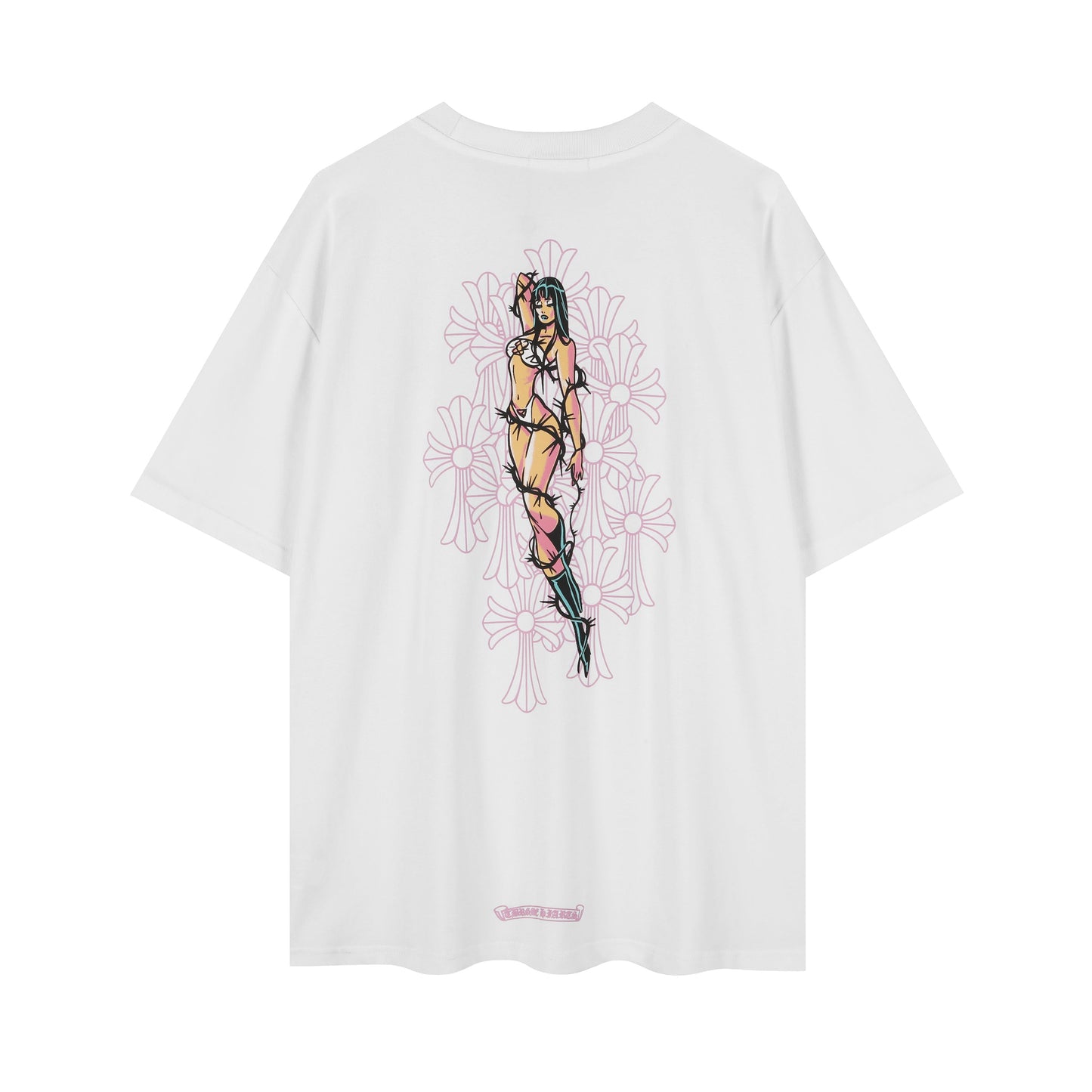 T-shirt fille épines croix florale style Chrome Hearts 2617