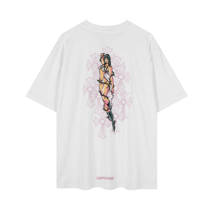 T-shirt fille épines croix florale style Chrome Hearts 2617