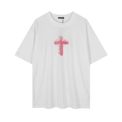 T-shirt Chrome Hearts noir à flammes roses P65