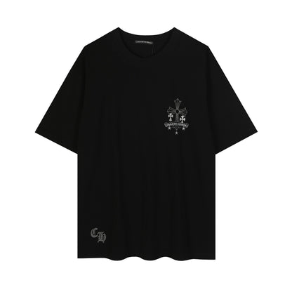 T-shirt délavé vintage Chrome Hearts réfléchissant gris argenté à croix florale 2626