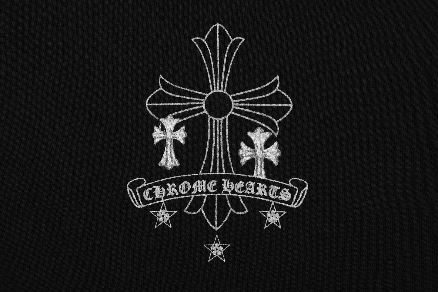 T-shirt délavé vintage Chrome Hearts réfléchissant gris argenté à croix florale 2626