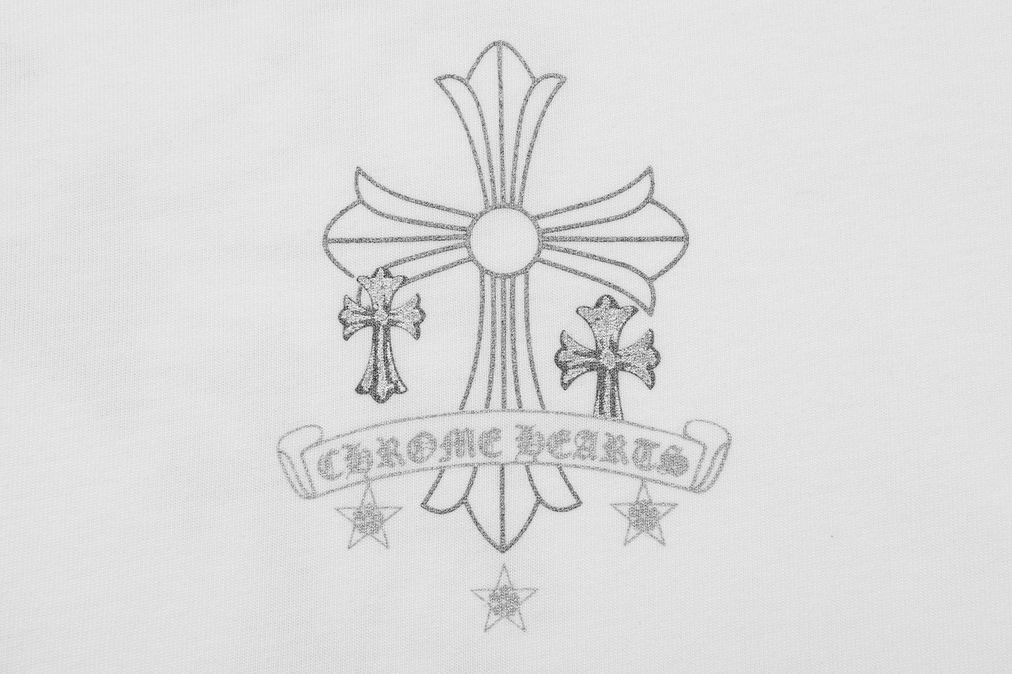 T-shirt délavé vintage Chrome Hearts réfléchissant gris argenté à croix florale 2626