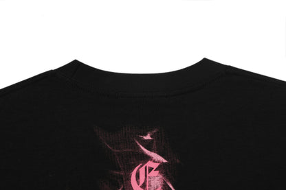 T-shirt Chrome Hearts noir à flammes roses P65