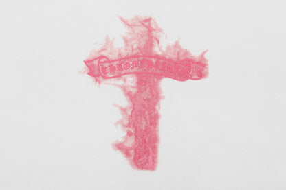 T-shirt Chrome Hearts noir à flammes roses P65