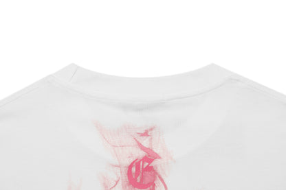 T-shirt Chrome Hearts noir à flammes roses P65
