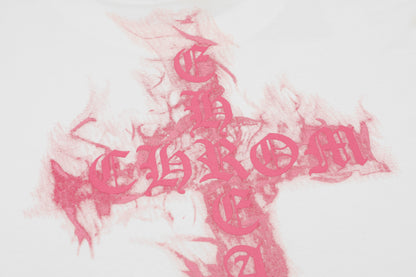 T-shirt Chrome Hearts noir à flammes roses P65