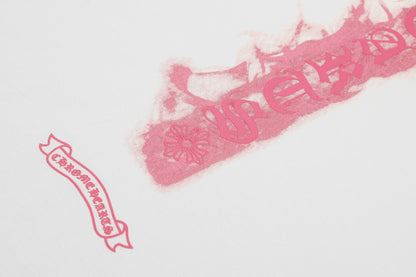T-shirt Chrome Hearts noir à flammes roses P65