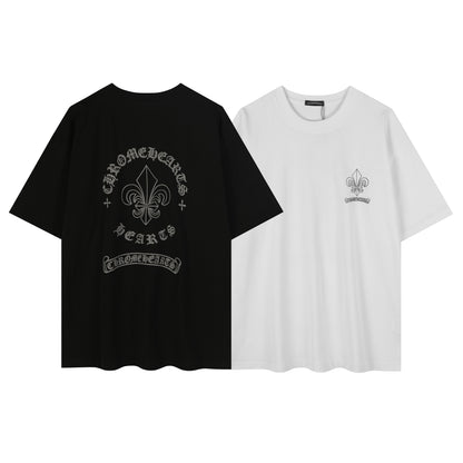 T-shirt imprimé réfléchissant avec emblème Iris Chrome Hearts 2621