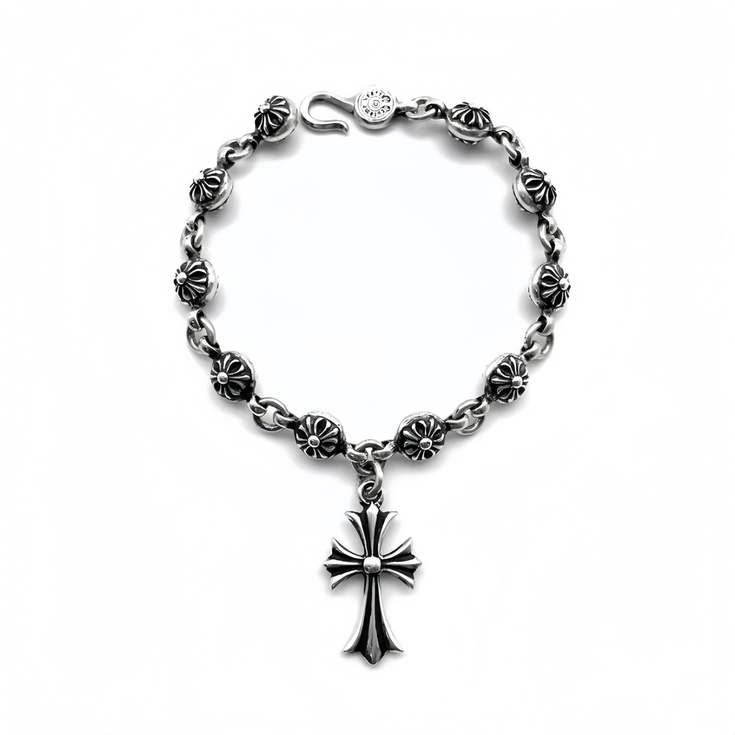 Chrome Hearts Silbernes Kreuz Kugel Tiny E Armband