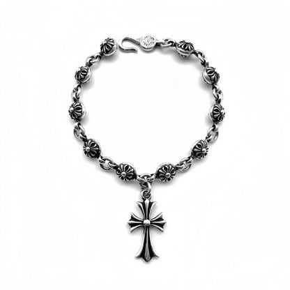 Chrome Hearts Silbernes Kreuz Kugel Tiny E Armband