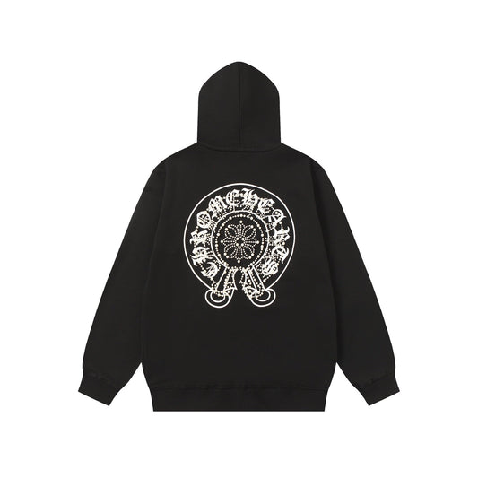 Hoodie Chrome Hearts Fer à Cheval Strass - Sweat-shirt Streetwear Gothique Noir 2601