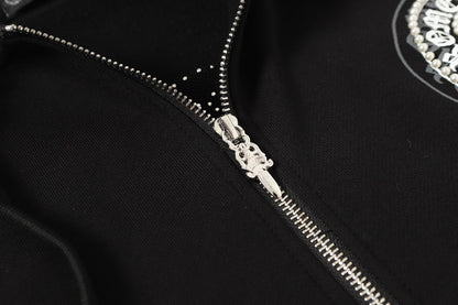 Hoodie Chrome Hearts Fer à Cheval Strass - Sweat-shirt Streetwear Gothique Noir 2601