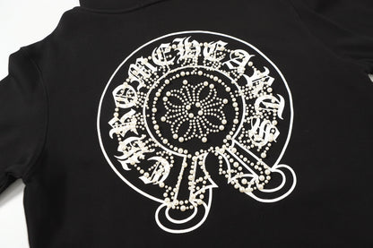 Hoodie Chrome Hearts Fer à Cheval Strass - Sweat-shirt Streetwear Gothique Noir 2601