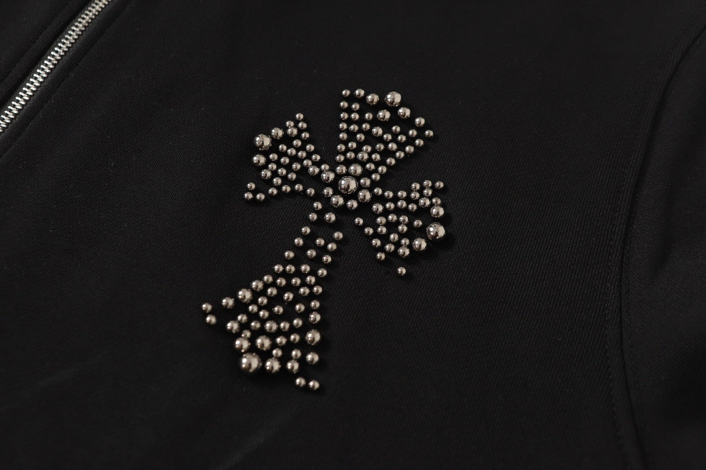 Sweat à capuche Chrome Hearts motif croix en strass - Sweat-shirt streetwear gothique noir 2633