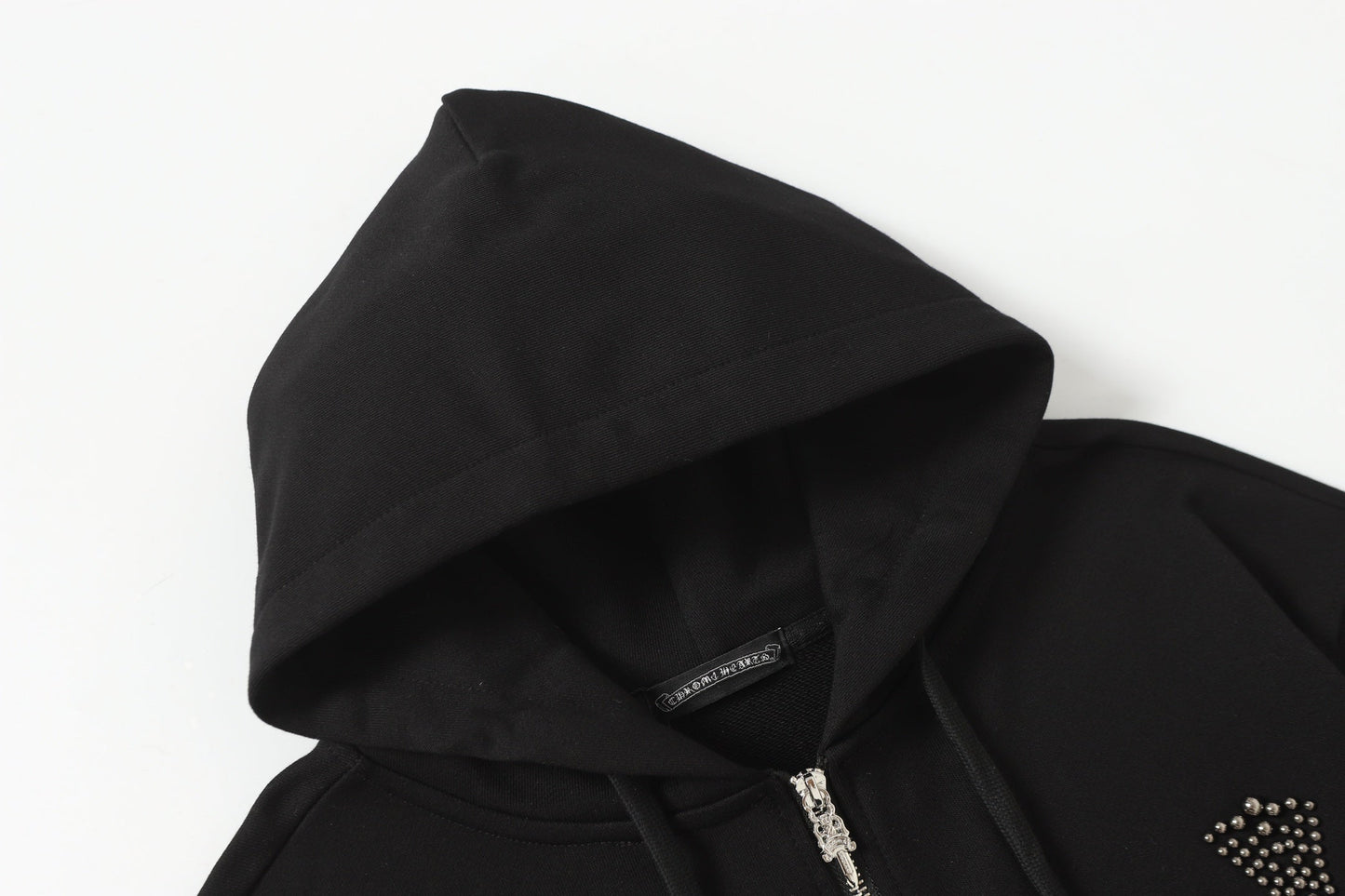 Sweat à capuche Chrome Hearts motif croix en strass - Sweat-shirt streetwear gothique noir 2633
