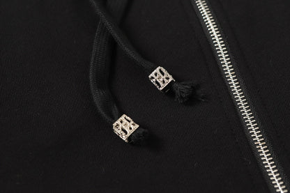 Sweat à capuche Chrome Hearts motif croix en strass - Sweat-shirt streetwear gothique noir 2633