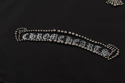 Sweat à capuche Chrome Hearts motif croix en strass - Sweat-shirt streetwear gothique noir 2633