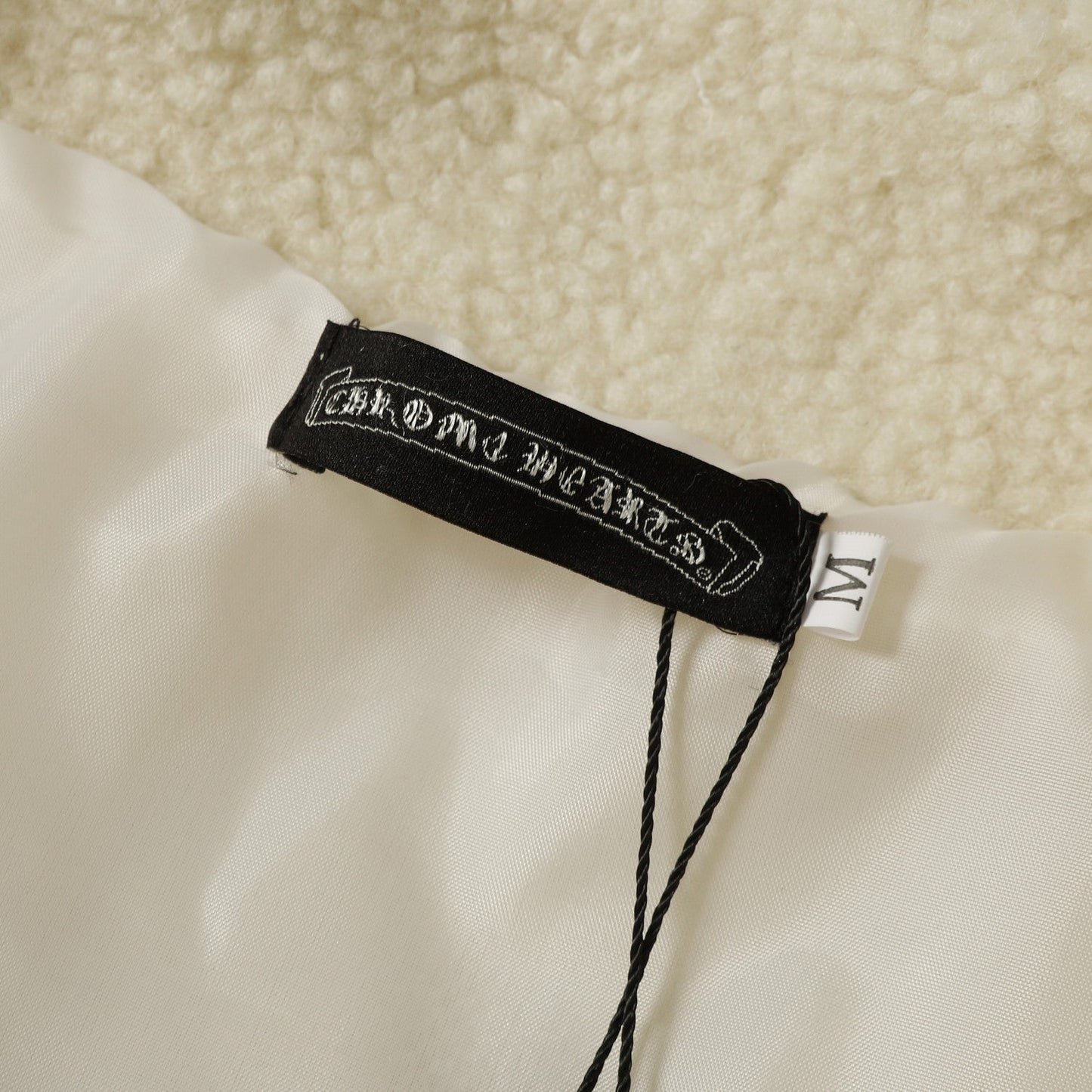 Chrome Hearts Horseshoe Bestickte Sherpa Jacke - Schwarz Cremefarbener Gothic Mantel 825