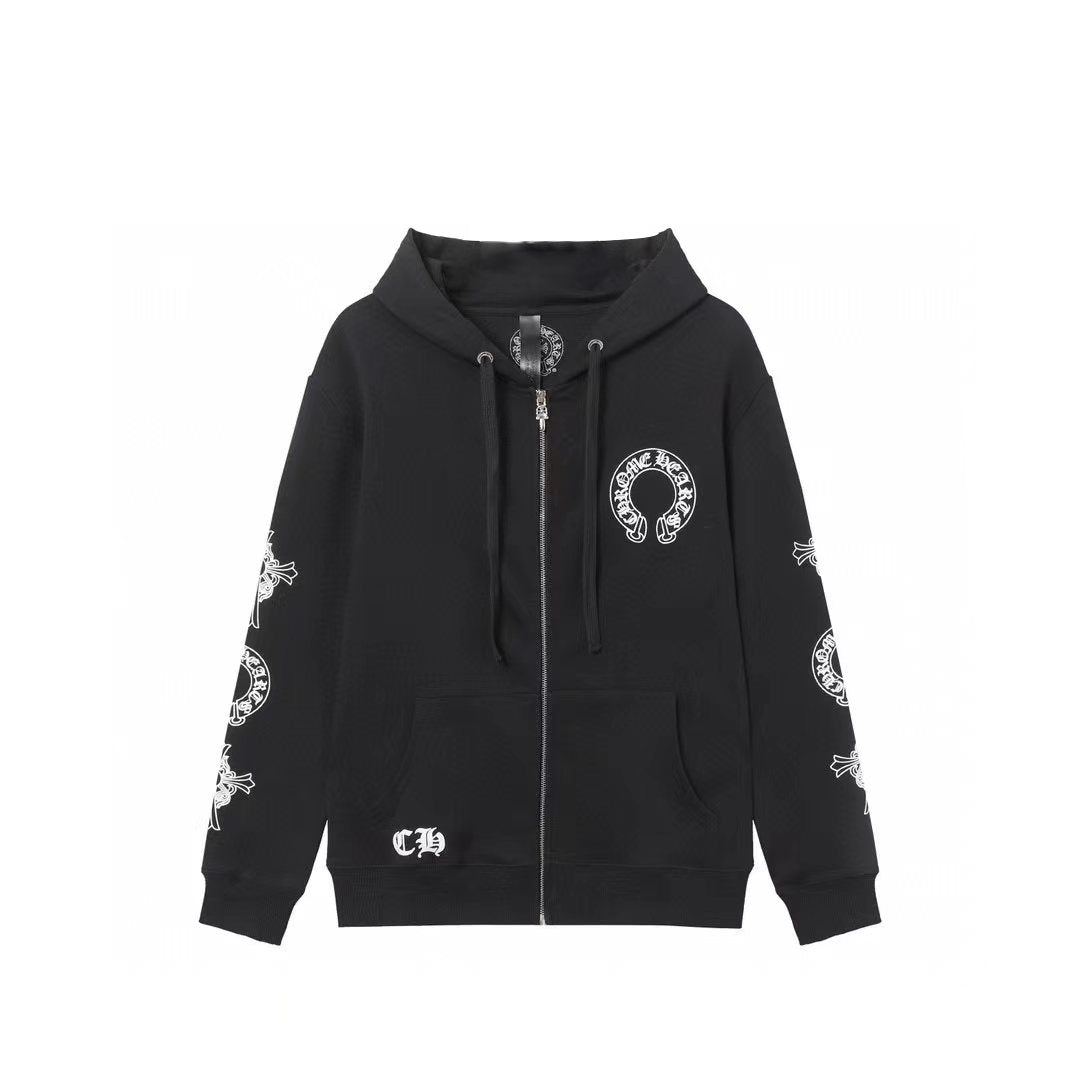 Chrome Hearts Hoodie - Schwarzes Streetstyle besticktes Sweatshirt 851