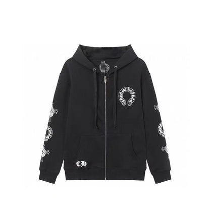 Chrome Hearts Hoodie - Schwarzes Streetstyle besticktes Sweatshirt 851
