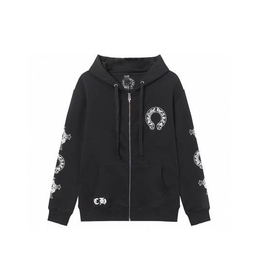Sweat à capuche Chrome Hearts - Sweat-shirt brodé style streetwear noir 851