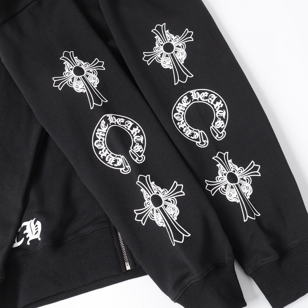 Chrome Hearts Hoodie - Schwarzes Streetstyle besticktes Sweatshirt 851
