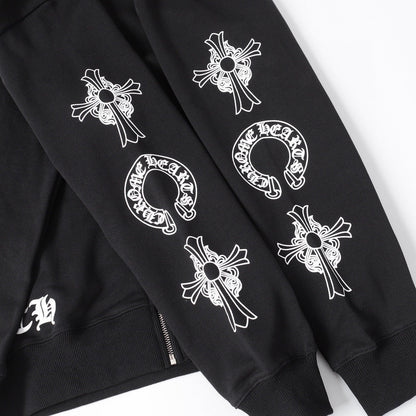 Chrome Hearts Hoodie - Schwarzes Streetstyle besticktes Sweatshirt 851