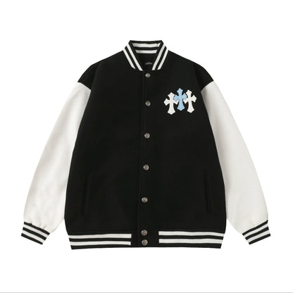 Chrome Hearts Schwarz Weiß Street Style Baseballjacke 0002