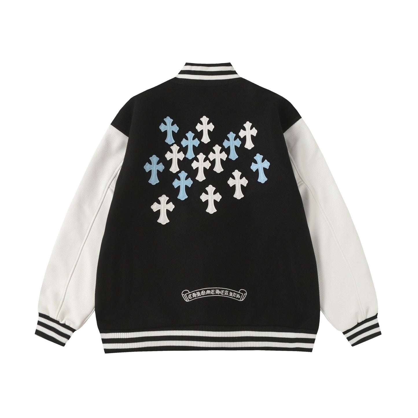 Chrome Hearts Schwarz Weiß Street Style Baseballjacke 0002