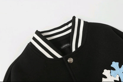 Chrome Hearts Schwarz Weiß Street Style Baseballjacke 0002