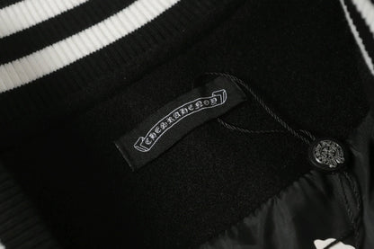 Chrome Hearts Schwarz Weiß Street Style Baseballjacke 0002