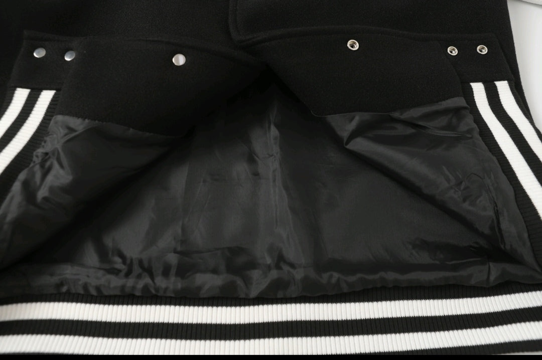 Chrome Hearts Schwarz Weiß Street Style Baseballjacke 0002