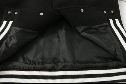 Chrome Hearts Schwarz Weiß Street Style Baseballjacke 0002