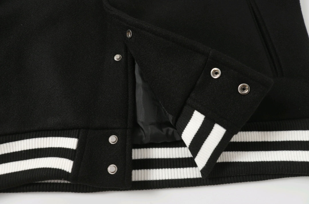 Chrome Hearts Schwarz Weiß Street Style Baseballjacke 0002