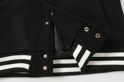 Chrome Hearts Schwarz Weiß Street Style Baseballjacke 0002