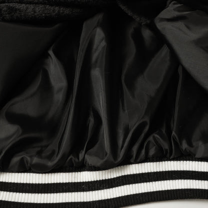 Blouson universitaire Chrome Hearts en fausse fourrure avec croix - Noir Blanc Gothique Streetwear 035