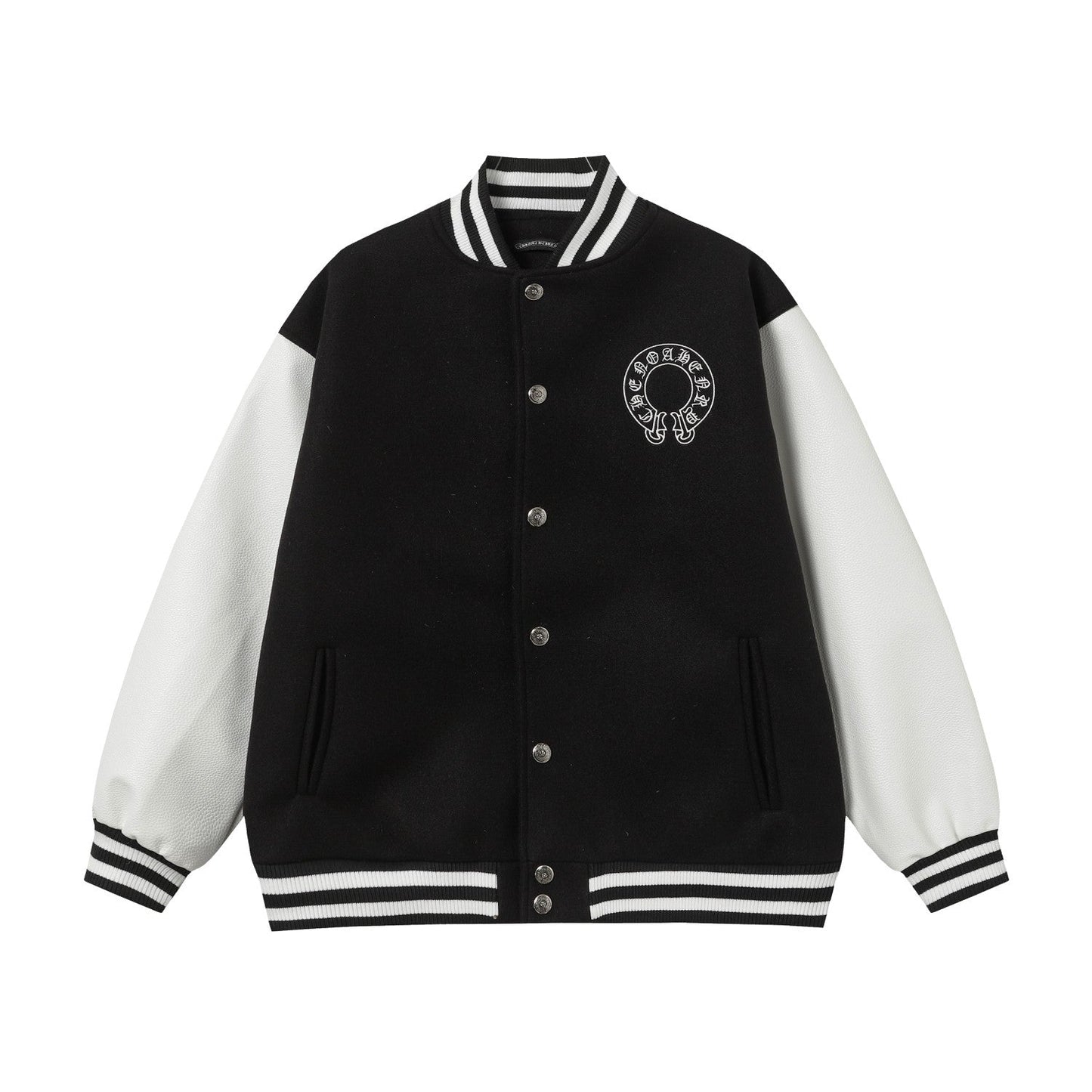 Chrome Hearts Layered Cross Varsity Jacket – Schwarz Weiß Street Style Oberbekleidung 2208