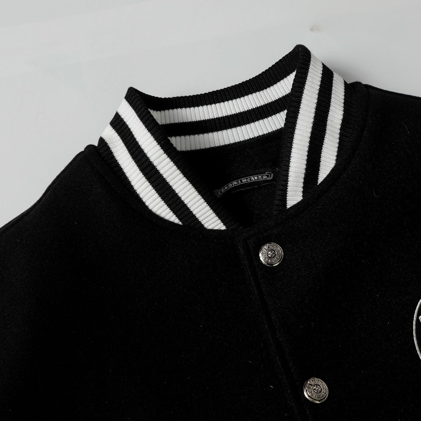Chrome Hearts Layered Cross Varsity Jacket – Schwarz Weiß Street Style Oberbekleidung 2208