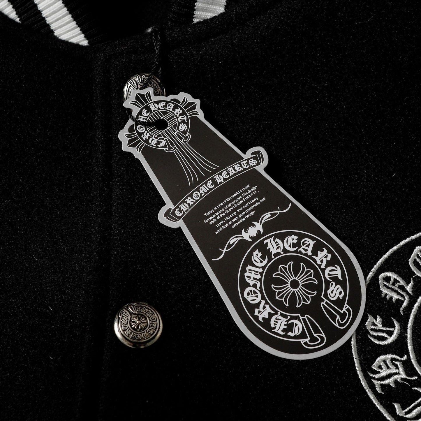Chrome Hearts Layered Cross Varsity Jacket – Schwarz Weiß Street Style Oberbekleidung 2208