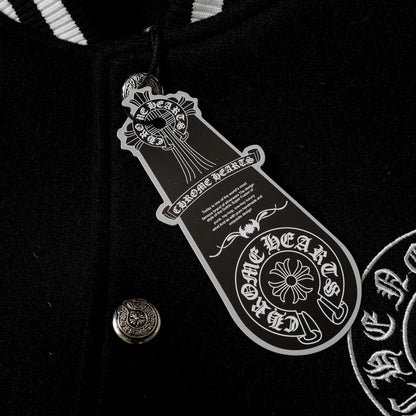 Chrome Hearts Layered Cross Varsity Jacket – Schwarz Weiß Street Style Oberbekleidung 2208