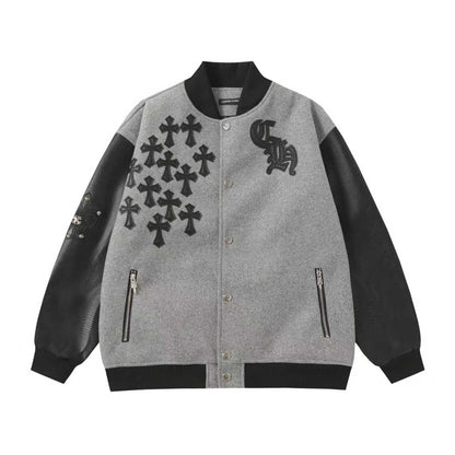 Blouson teddy Chrome Hearts Multi Cross - Veste urbaine gris noir 2215