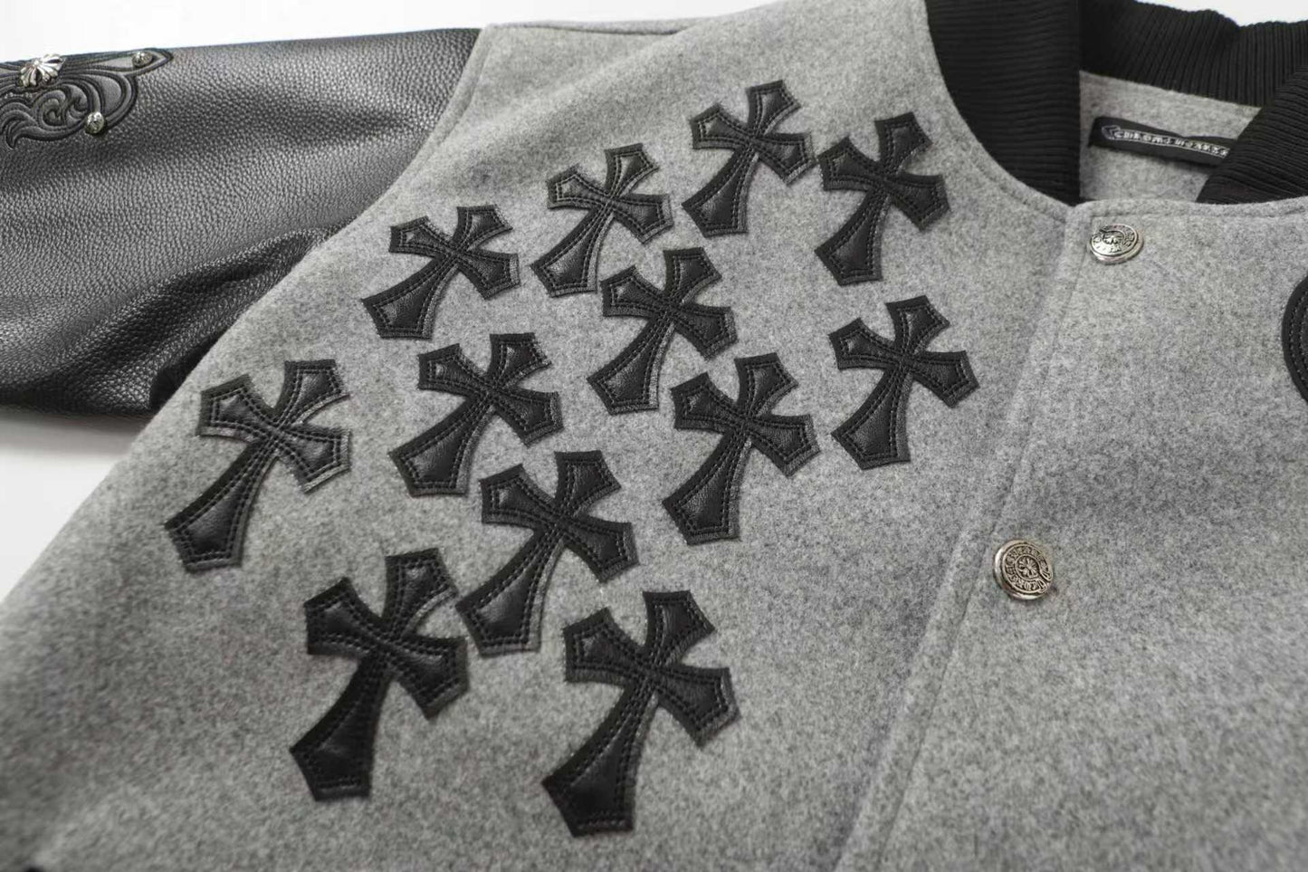 Blouson teddy Chrome Hearts Multi Cross - Veste urbaine gris noir 2215
