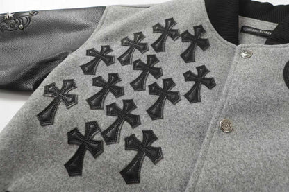 Blouson teddy Chrome Hearts Multi Cross - Veste urbaine gris noir 2215